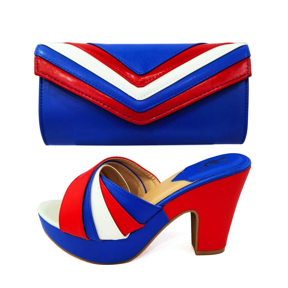 Latest Italian Designer Shoes and Bags Matching Set Nigerian Women Party Pumps High Heels Rhinestone Women Wedding Shoe Elegant
