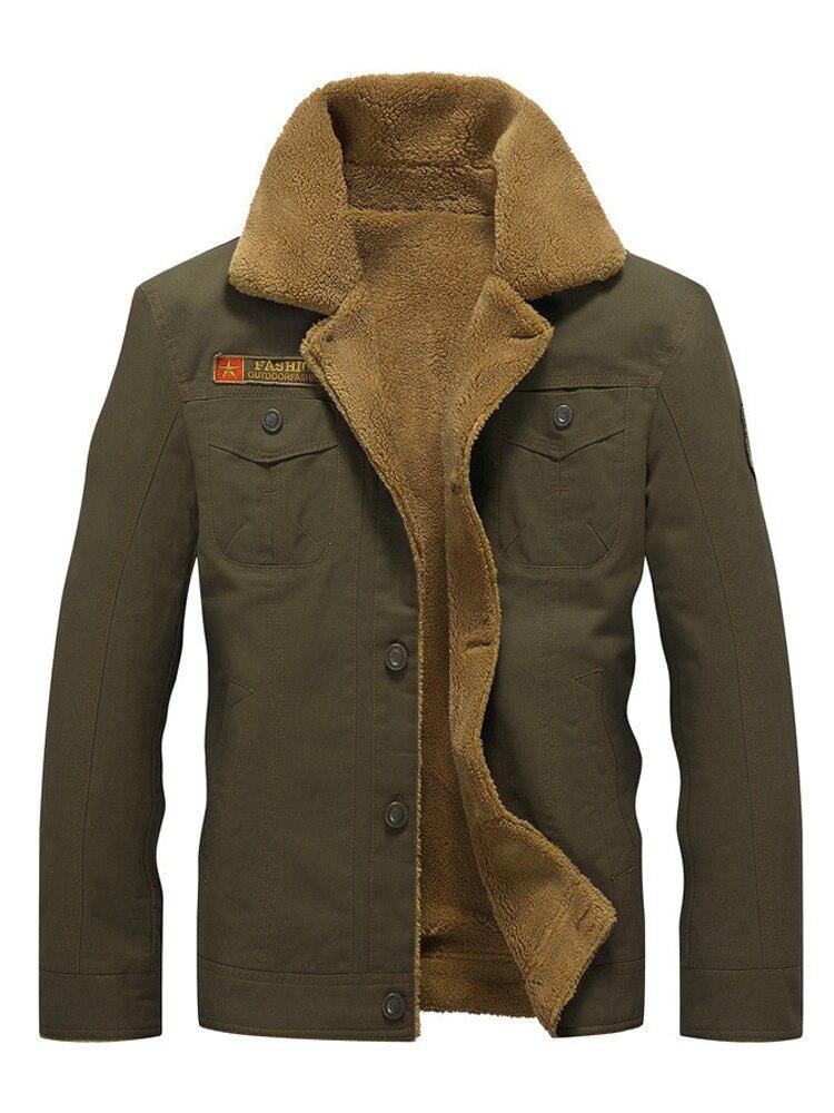 DARPHINKASA 2020 Winter Bomber Jacket Men Air Force Pilot Jacket Warm Men Fur Collar Men Army Tactical Fleece Jacket - Surprise store
