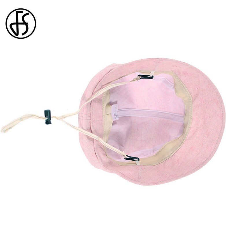 FS Fashion Cotton Sun Hat For Women Summer Outdoor Foldable Beach Hats Blue Pink Dark Gray Wide Brim Casual Visor Caps Femme