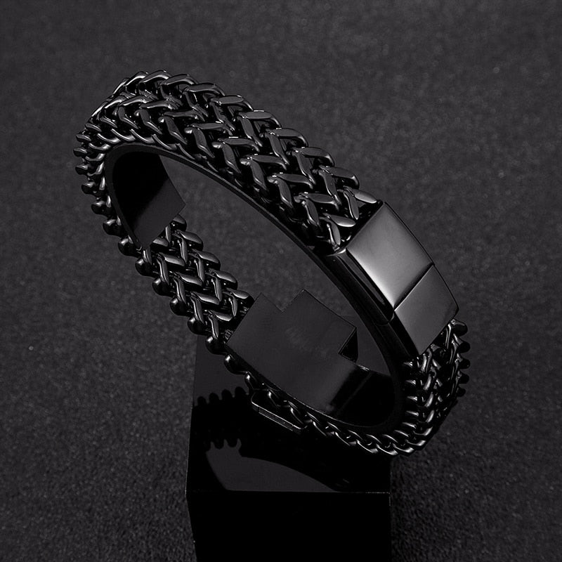 Bracelet Men's Stainless Steel Chain Punk Motorcycle Accessories Charm Bracelets Magnetic Clasp Fashion Jewelry Gifts Boyfriend