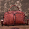 High Quality Genuine Leather Women Cowhide Top Handle Bags Vine Embossed Tote Handbag Vintage Crossbody Shoulder Messenger Bag