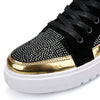 2019 Cool Men High Top Men Gold Glitter Sneakers Lace Up Crystal Platform Flats Gold Shoes Man Sequins krasovki Bling Shoes AC-2 - Surprise store