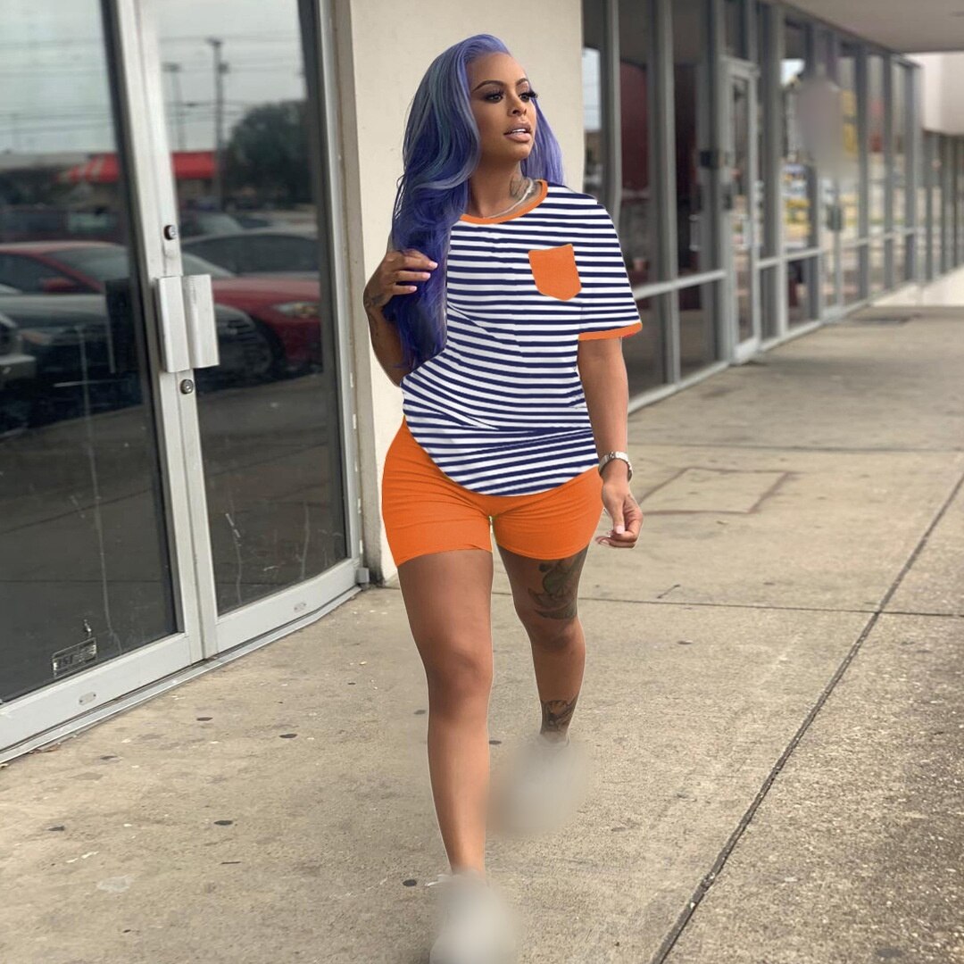Women Summer Casual Set Fashion Streetwear Suit T Shirt+Shorts Female 2 Piece Outfits Tracksuit Women Two Piece Set Sweatsuit
