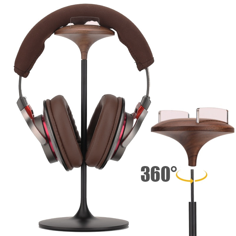 Black Walnut Wood & Aluminum Headphone Stand Nature Walnut