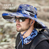 New Fashion Sun Hat Male Sunshade Summer Outdoor Fishing Sun-proof Breathable Foldable Big Wide Brim Men's Panama Hat Bucket Hat