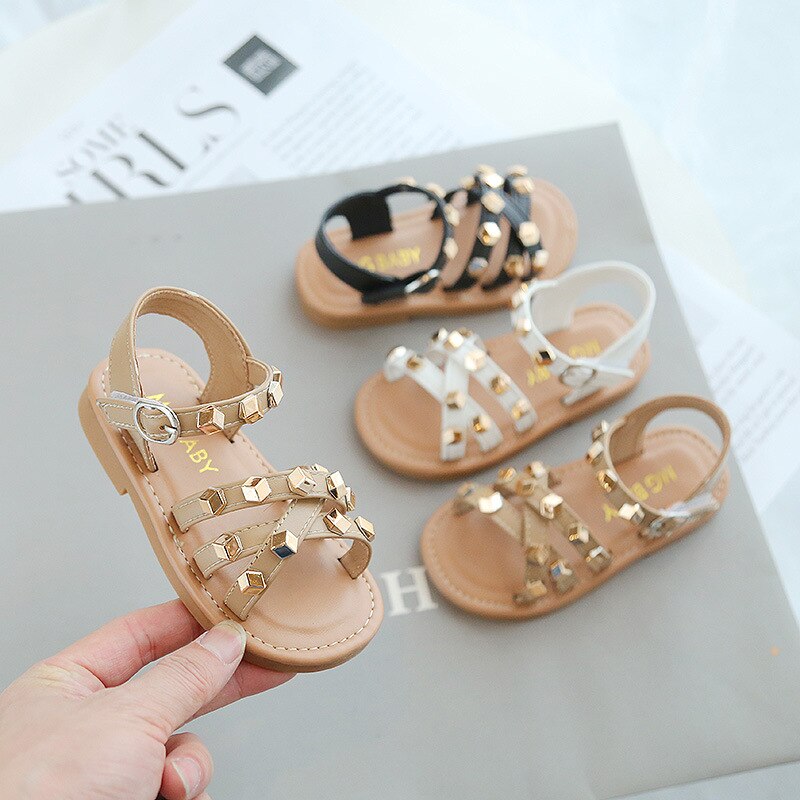 Kids Slippers 2021 Summer Girls Fashion Brand Princess Soft Flats Children Princess Pearl Beach Sandals Outdoor Dress Baby Shoes
