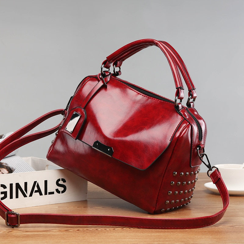 Luxury Ladies purses and handbags Vintage Rivet Handbags PU Leather Women Bag Sequined Shoulder Bag Women Leather Handbags