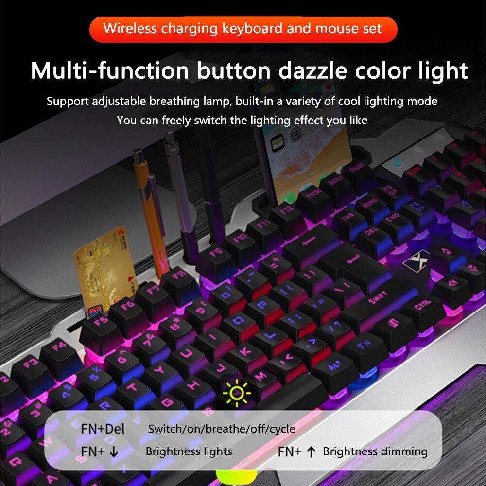 K680 Gaming Wireless Keyboard and Mouse kit Rechargeable Metal Panel RGB Backlit Waterproof Keyboard Mouse Set - Surprise store