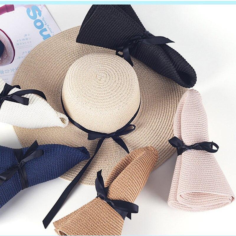 Big side Beach big brim hat casual summer caps Ladies shade Black belt Woman Europe America sun hats hand made women straw cap - Surprise store