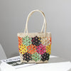 Bohemian Hollow Flower Woven Tote Bags For Women Summer Colors Flowers Straw Shoulder Bag Women's Bag Beach Straw Women Handbags