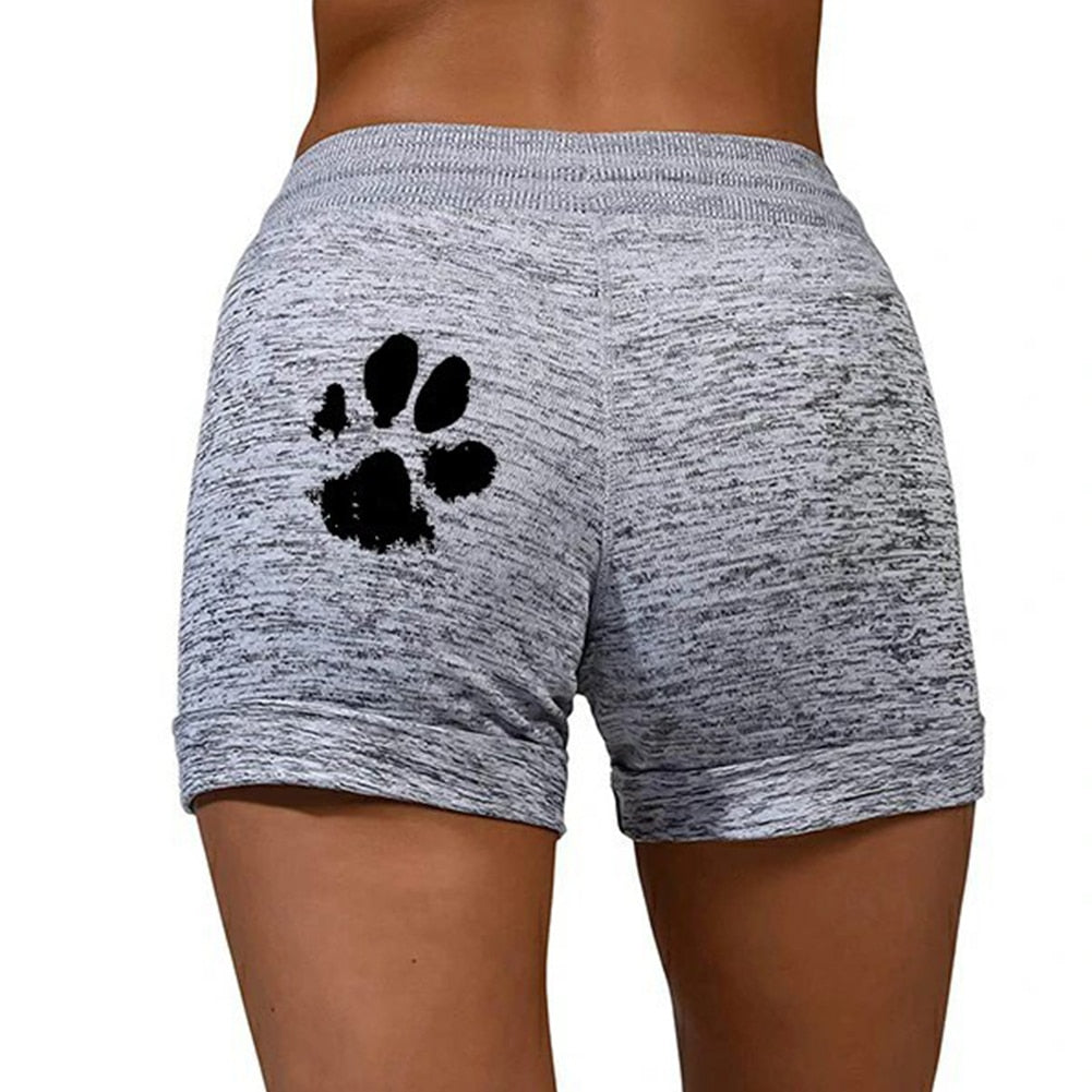 2020 woman shorts Women High Waist Cats Claw Print Drawstring Quick Dry Elastic Sports Shorts Women's Clothing женские шорты