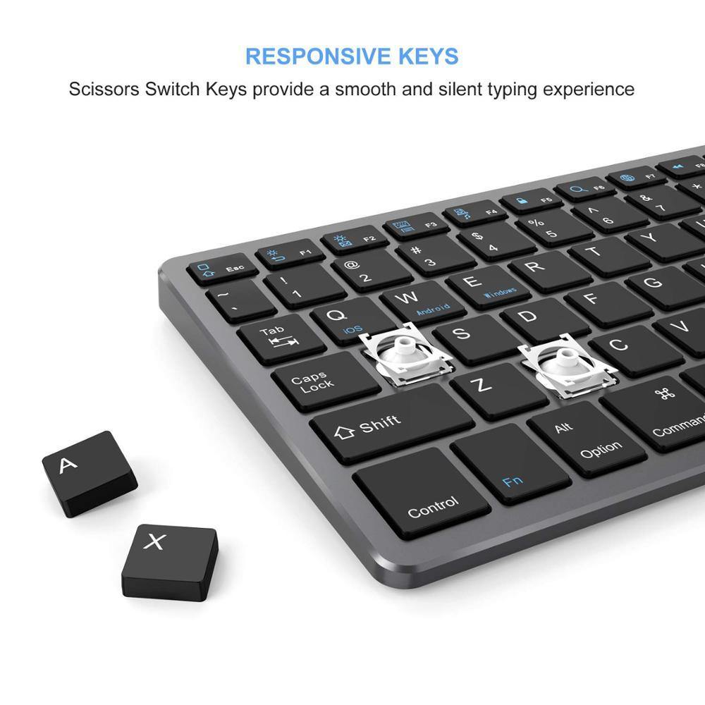 Zienstar Standard Full-Size Wireless Bluetooth Keyboard for Ipad,MACBOOK,LAPTOP,Computer and Android Tablet,Rechargeable Battery - Surprise store