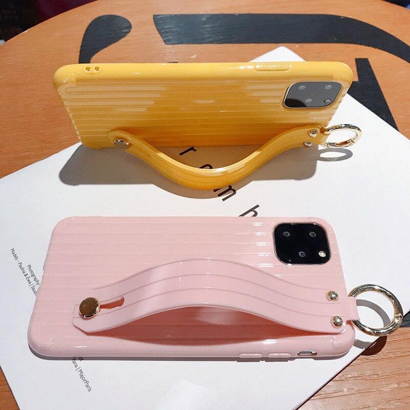 XR X Suitcase Style Case for iPhone 11 Pro Max XS 6 7 8 Plus Soft TPU Phone Capa with Wrist Strap Kickstand Function Back Cover - Surprise store