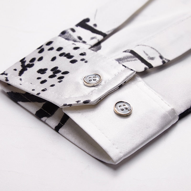 2021 Brand Long Sleeve Men Social Shirt Spring Streetwear Casual Floral Shirts Dress Mens Slim Regular Fit Clothes Fashions 0074