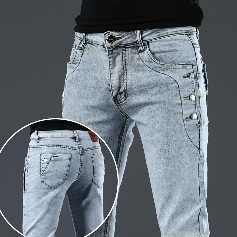 Brand 2020 New Arrivals Jeans Men Quality Casual Male Denim Pants Straight Slim Fit Dark Grey Men's Trousers Yong Man