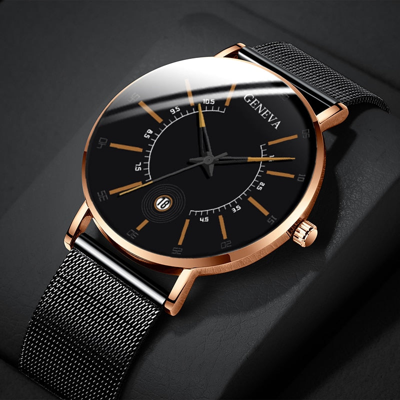 Men Watches 2021 Luxury Fashion Mens Business Watch Ultra Thin Thin Stainless Steel Mesh Belt Quartz Wrist Watch reloj hombre