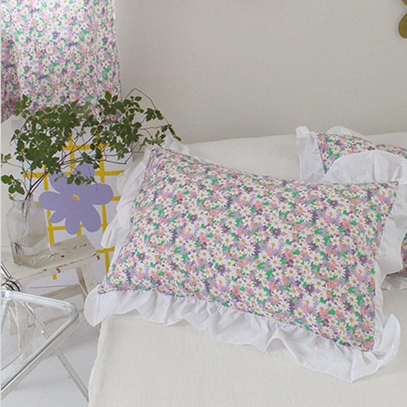 48x74cm Pink Twin Heart Rabbit Pillow Case Cover Cotton Hairball Ruffle Pillowcase Girl Cute Bedding Toy Home Decor