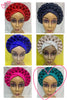 Shining Sequins Muslim Turban Cap Women Sequence Ready Female Head Wraps African Auto Gele Aso Oke Headwear Already Made Headtie