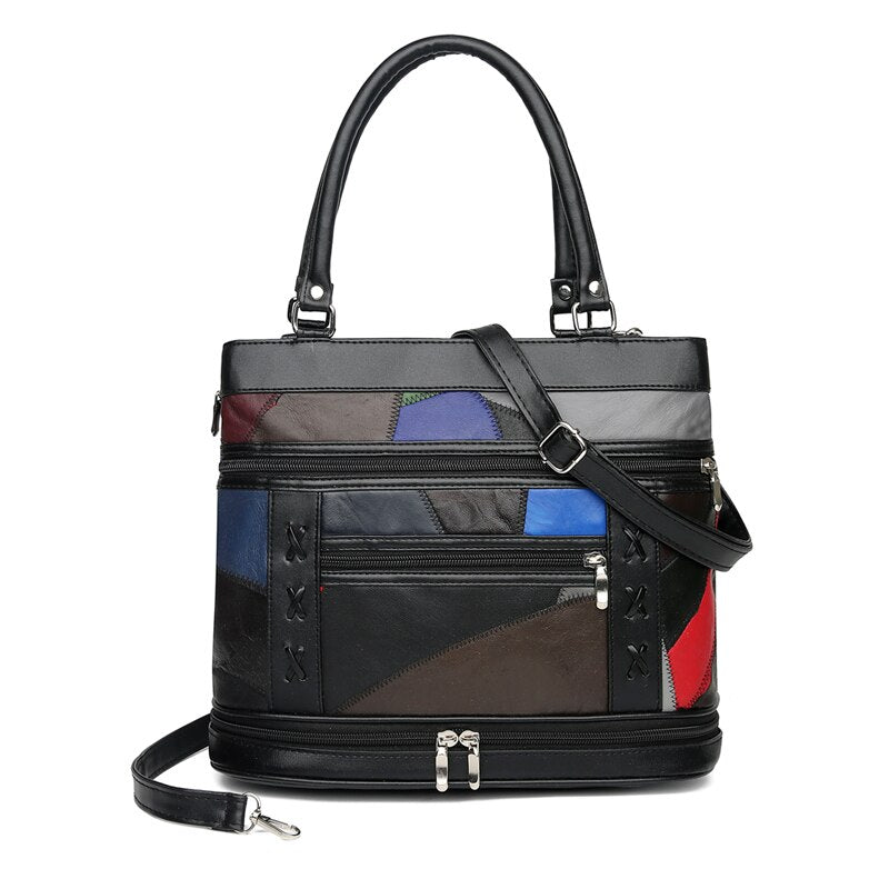Luxury Sheepskin Bags for Women 2021 Fashion Patchwork Handbags Ladies Genuine Leather Shoulder Crossbody Bag High Quality Sac