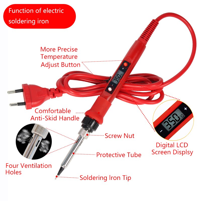 Soldering iron kit adjustable temperature 220V 80W LCD solder tools ESD Heat Insulation Soldering Working Mat Welding Tool Kits