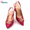 Fashionable African Shoes and Bag Set Italian Women Fuchsia Color Nigerian Shoes with Matching Bags for Royal Wedding Party