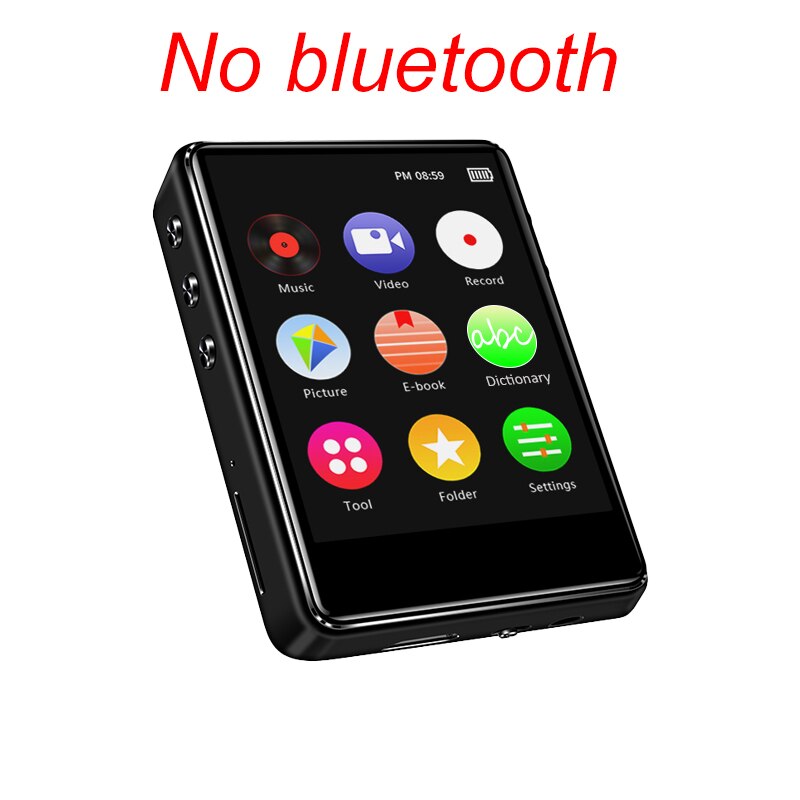 X62 MP3 Player Bluetooth 5.0 Metal Touch Screen 2.4 inch Built-in Speaker 16GB with E-book FM Radio Voice Recording Video Player