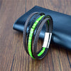 Multilayer Bracelet Natural Stone Genuine Leather Braided Wrap Bangle Stainless Steel Magnetic Clasp Bracelet Men Jewelry