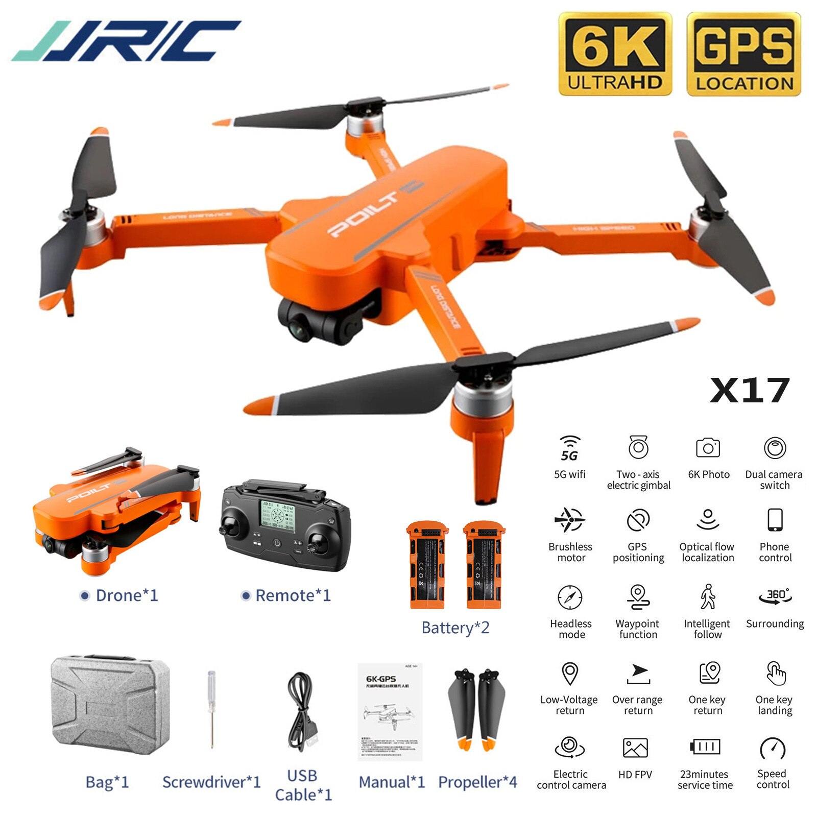 Jjr/c X17 Dual Hd Cameras Drone 5g Wifi 6k Gps Foldable Brushless Motor Rc Drone Quadcopter Photography Helicopter Foldable Dron - Surprise store