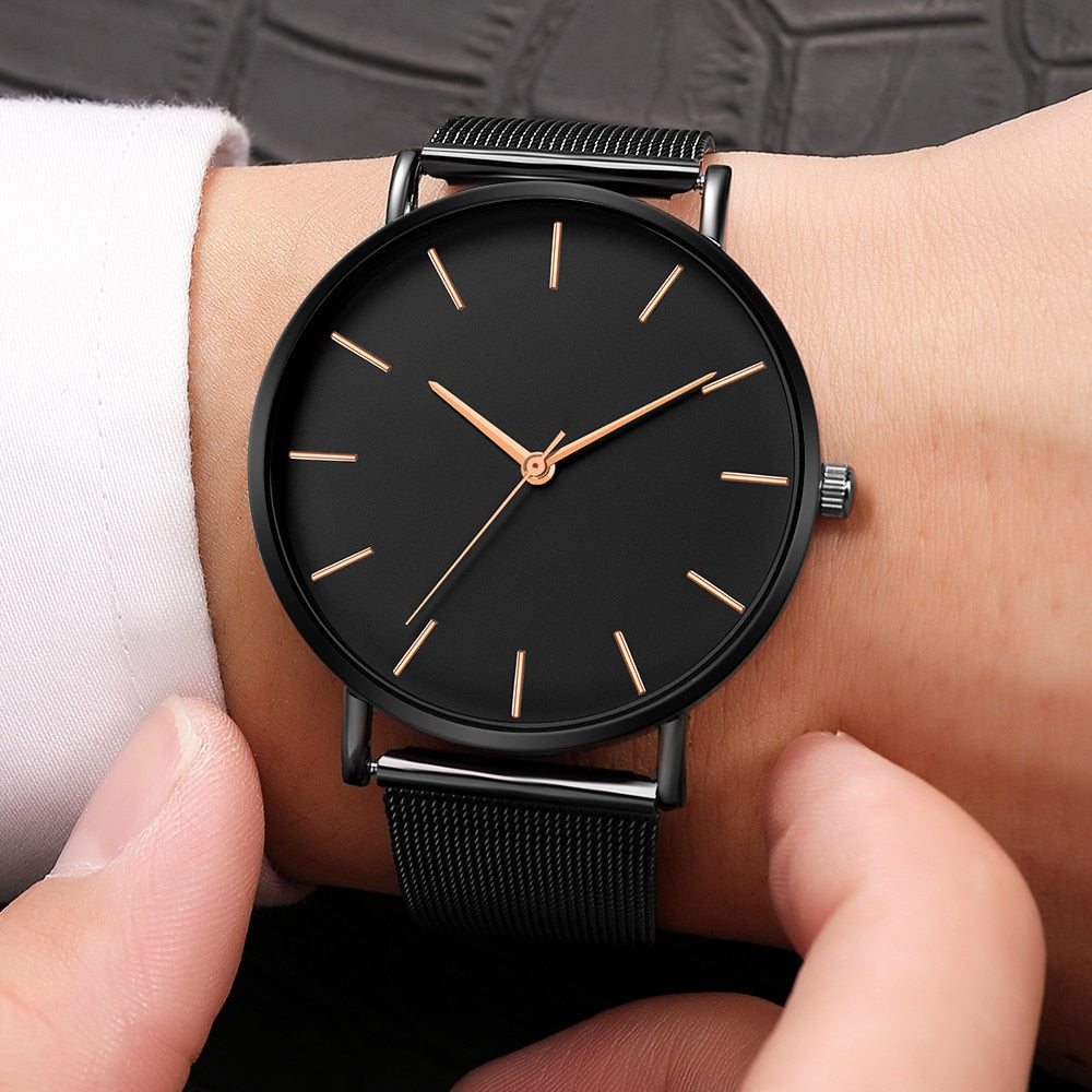 Luxury Watch Men Mesh Ultra-thin Stainless Steel Quartz Wrist Watch Male Clock reloj hombre relogio masculino Free Shipping
