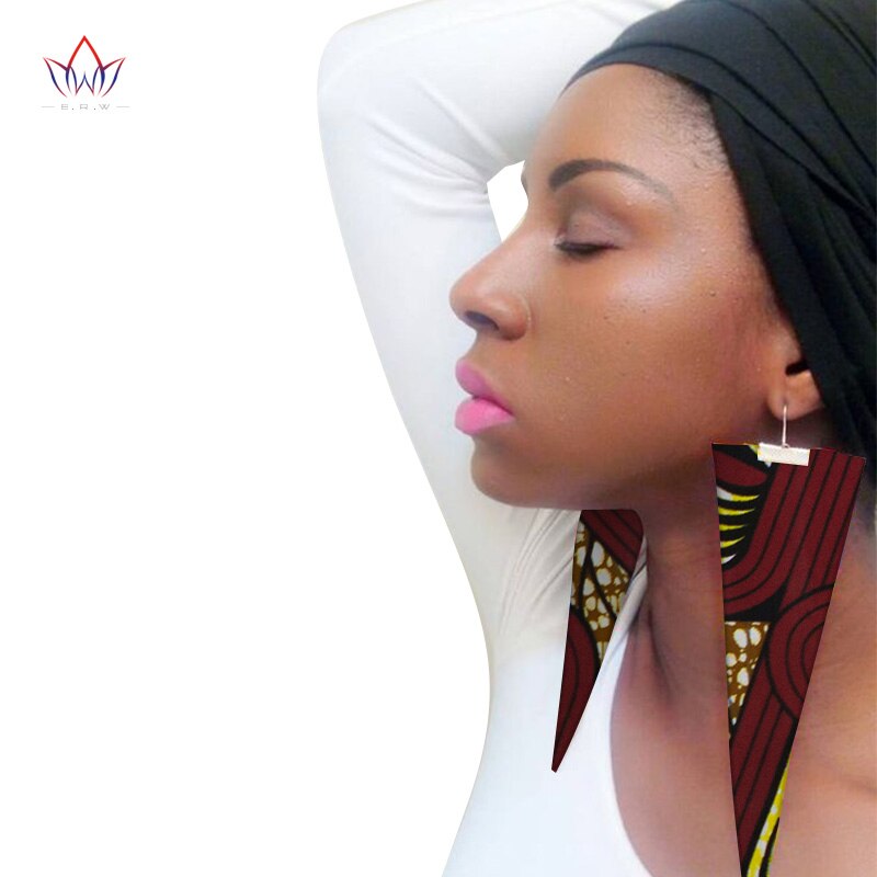 Trendy African Fabric Earrings Handmade Earrings For Women Party Gift African Print Ankara Big Oversized Drop Earrings WYB279