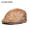 Hats Men Women Street Bonnet Genuine Leather Beret Male Thin Hats 55-61 cm Adjustable Forward Cap Leisure Duckbill Casquette