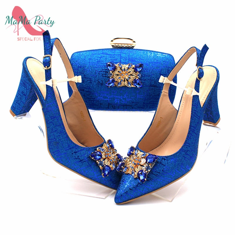 Fashionable African Shoes and Bag Set Italian Women Fuchsia Color Nigerian Shoes with Matching Bags for Royal Wedding Party