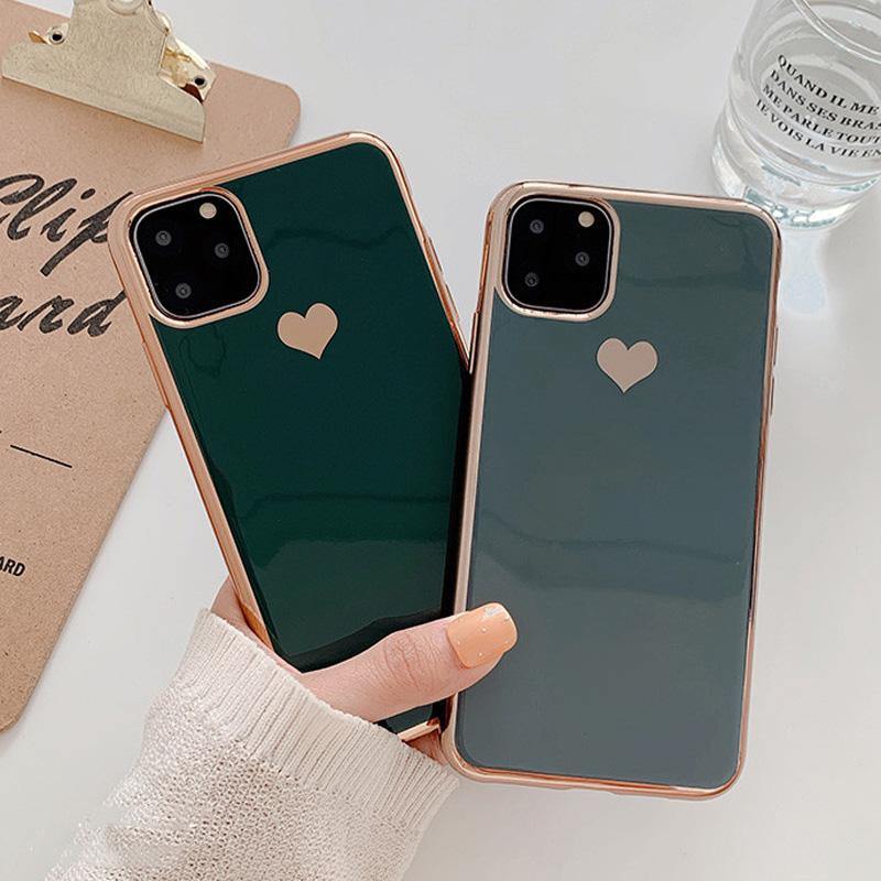 iPWSOO Plating Love Heart Soft Phone Case For iPhone 11 Pro Max X XR XS Max for iphone 6 6s 7 8 Plus TPU Silicone Cover Fundas - Surprise store