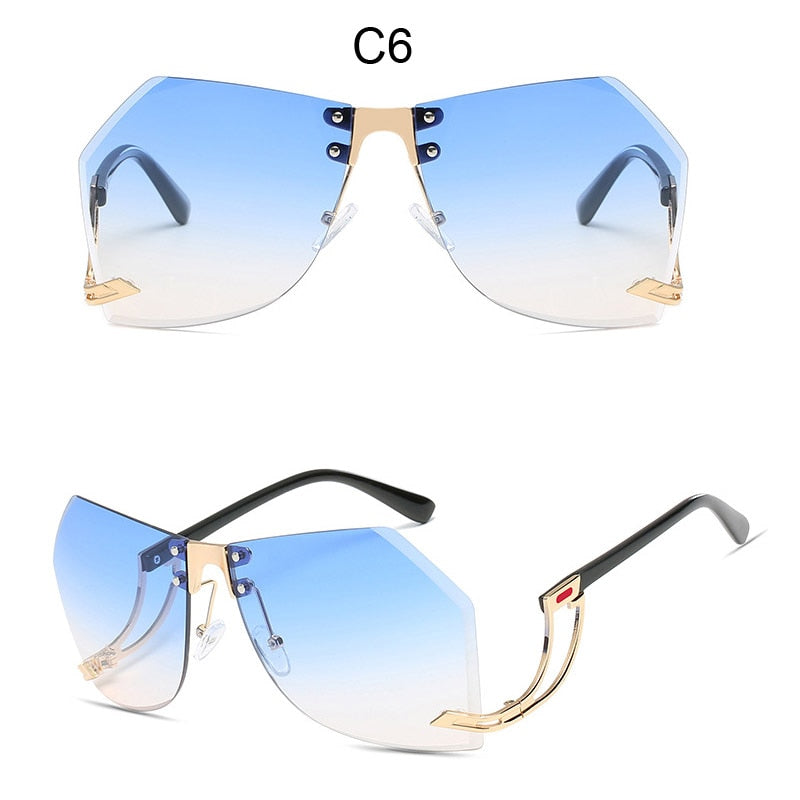 2021 New Irregular Rimless Sunglasses Women Brand Designer Alloy Frame Oversize Gradient Sun Glasses Fashion Female Clear Shades