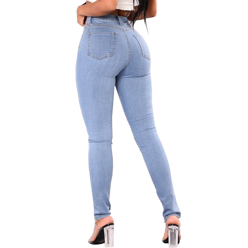 Woman High Waist Stretchy Jeans Lace Up Slim Women's Jean Fashion Pencil Skinny Jeans