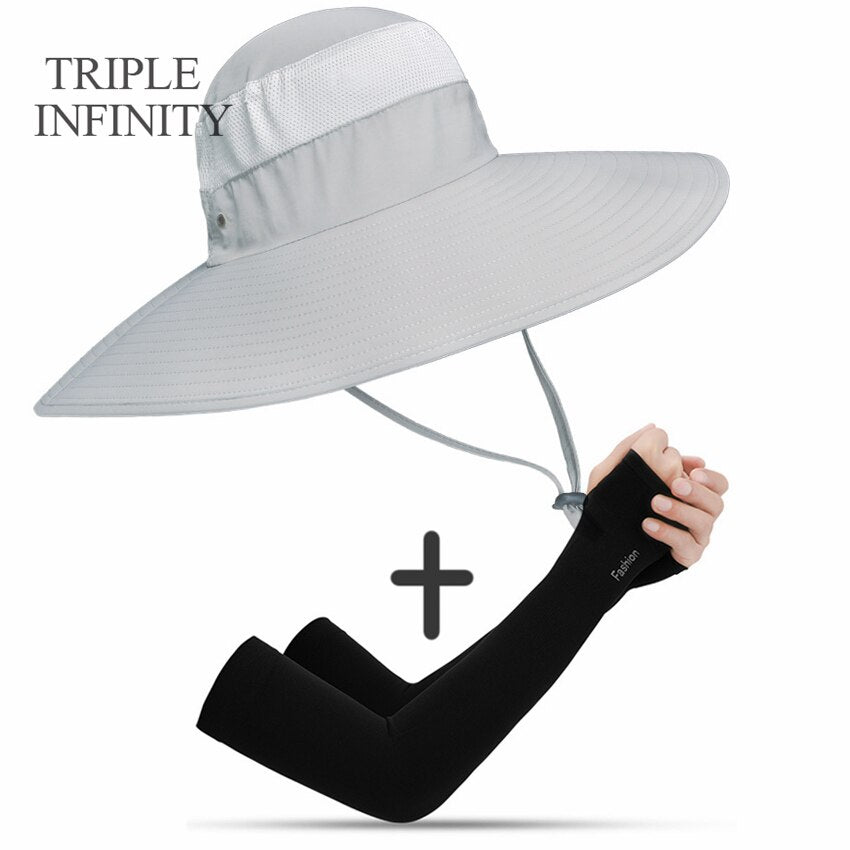 New Summer Sun Hat For Man Outdoor Quick-drying Sun-proof Men's Panama Hat Fishing Breathable Male Large Wide Brim Bucket Hats