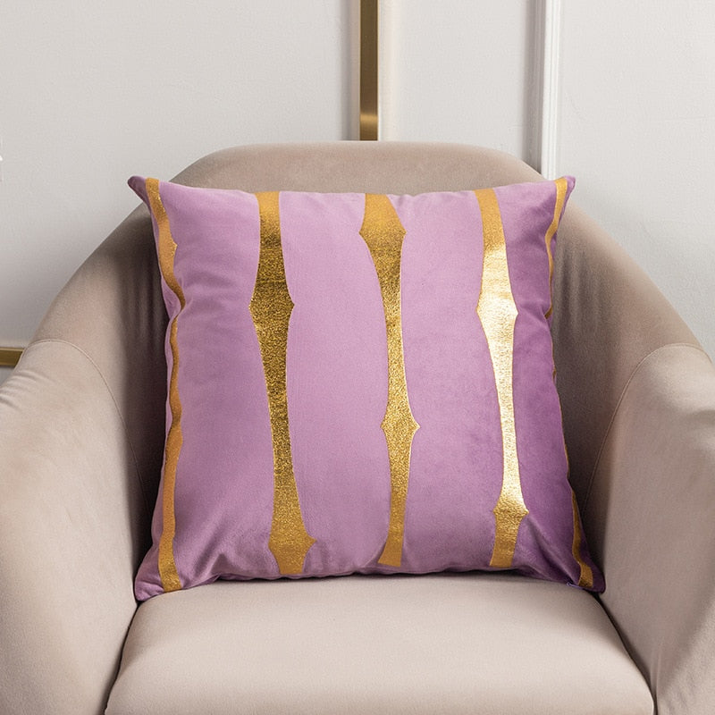 2021 Fashion Striped Pillowcase Festival Home Bronzing Sofa Cushion Cover 45x45cm Car Soft Fabric Lumbar Pillow Cases Decorative