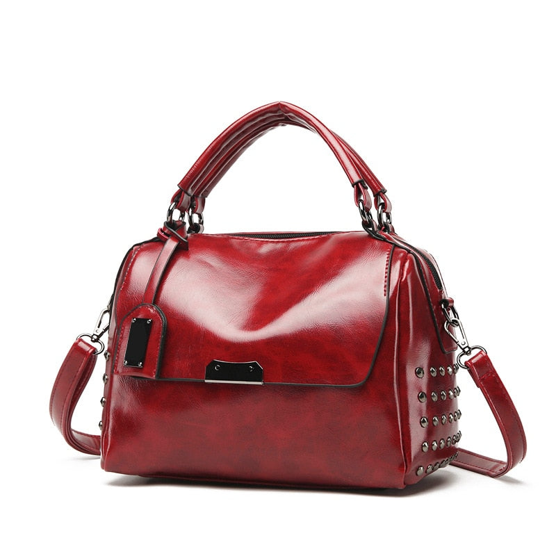 Luxury Ladies purses and handbags Vintage Rivet Handbags PU Leather Women Bag Sequined Shoulder Bag Women Leather Handbags
