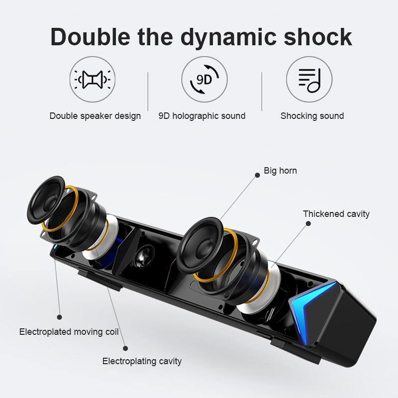 2021 New TV Sound Bar AUX USB Wired and Wireless Bluetooth Home Theater FM Radio Surround Sound Bar PC Speaker Computer Soundbar - Surprise store