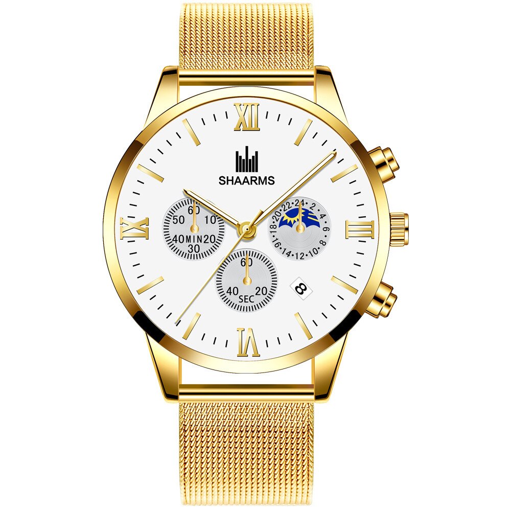 New Top Men Watches Male Calendar Stainless Steel Mesh Casual Quartz Watch Relogio Masculino Men's Business Wristwatch Clock Hot