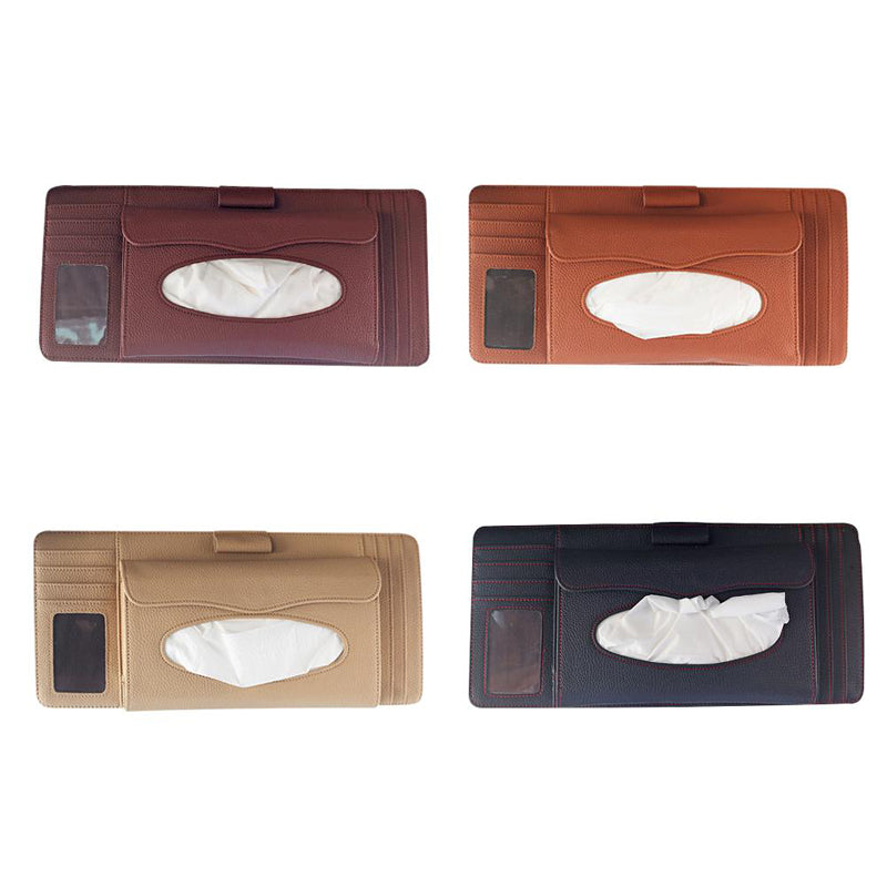 IKSNAIL Multifunction Car Sun Visor Holder Tissue Box CD Storage Organizer Car Styling Card Pen Bill Wallet Interior Pouch Clip