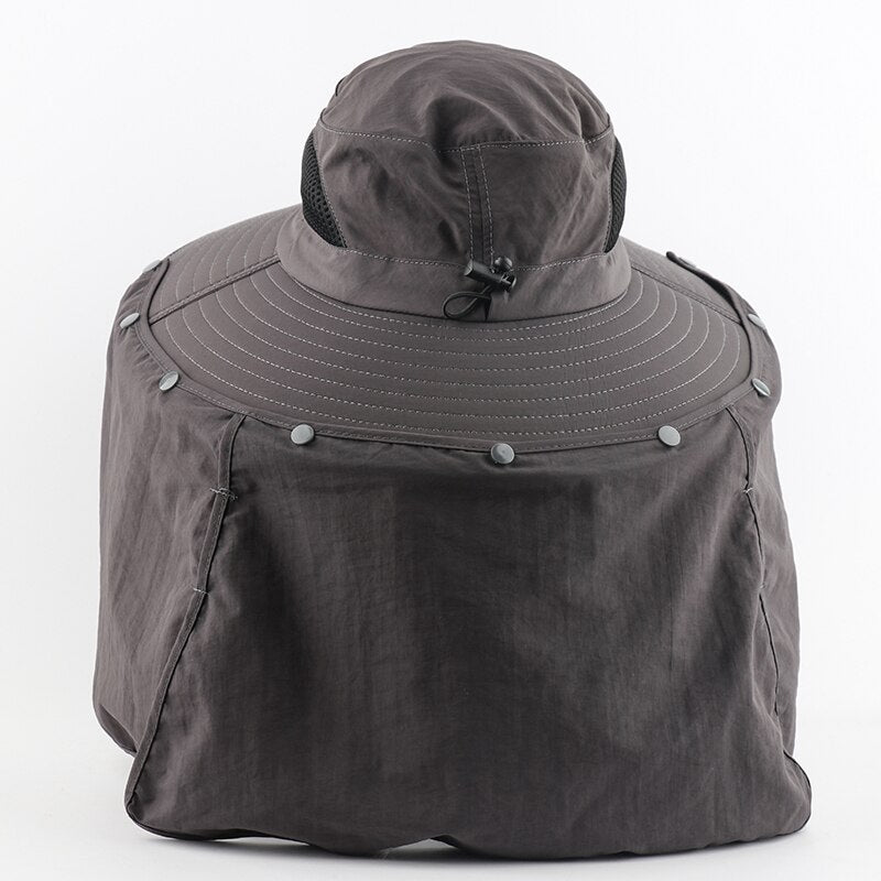 CAMOLAND 2 IN 1 Summer UPF50+ Sun Hats Women Mens Waterproof Fishing Hat With Neck Flap Hiking Cap Outdoor Bucket Hat