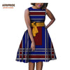autumn women african dress AFRIPRIDE private custom sleeveless knee-length A-Line pleated casual dress pure cotton A722584 - Surprise store