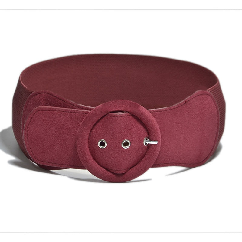 Women's Fashion Suede Elasticated Belt Down Jacket Wide Belt Good Matching lady's Dress Pin Buckle Girdle Buckle Soft waistband