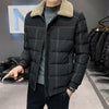 short cotton jacket 2021 new men's fashion casual thickening Slim lapel lambs wool collar jacket
