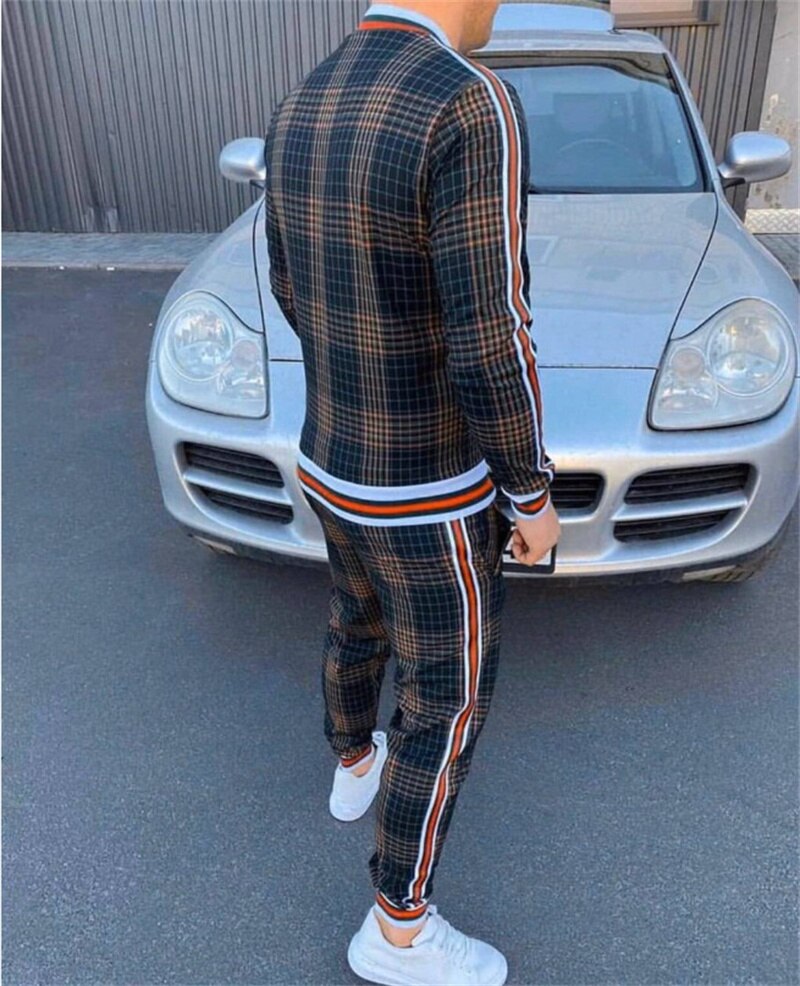 New Men Casual Zipper Set Autumn Thin Mens set Tracksuit Set Male Sweatshirt Sweatpants Fashion Pants+Jackets Two-Piece Sets