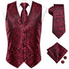 Hi-Tie Silk Adult Men's Vest for Suit Luxury Paisley Floral Plaid Suit Vest and Tie Set Blue Gold Red Sliver Wedding Vest Men