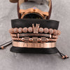 4pcs/set Hip Hop Braided Braiding Bracelet Men Pave CZ Zircon Crown Bracelet Luxury Jewelry