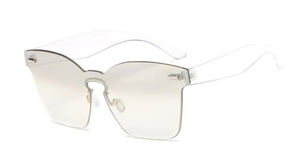 Candy Color Cat Eye Sunglasses Women Clear Lens Big Frame Shades Acetate Eyewear Ladies One Piece Rivet Sexy Sun Glasses Female