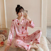 Silk Pajamas Women Cartoons Pajamas for Women Summer Nightwear Plus Size Pajama Two Piece Set Satin Silk Pyjamas Loungewear